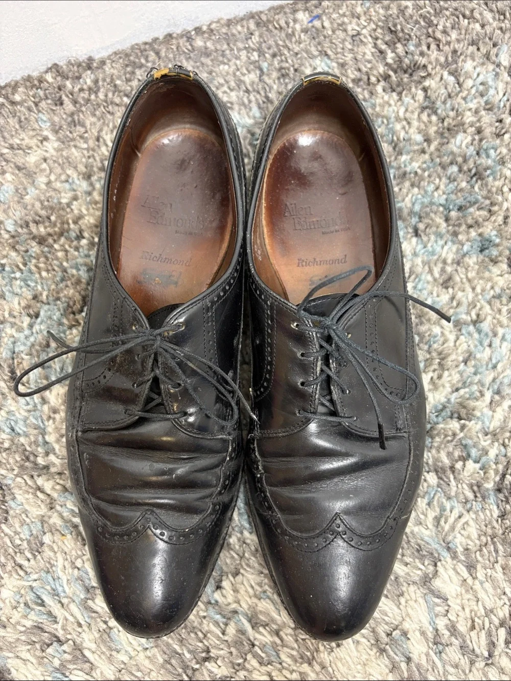 Allen Edmonds Shoes Mens 10 C Richmond Leather Oxford Wingtip Brogue Office